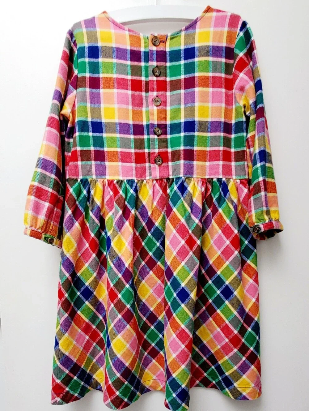Hanna Andersson Multicolor Soft Cotton Plaid Dress Side Pockets Size 130 7-9yrs